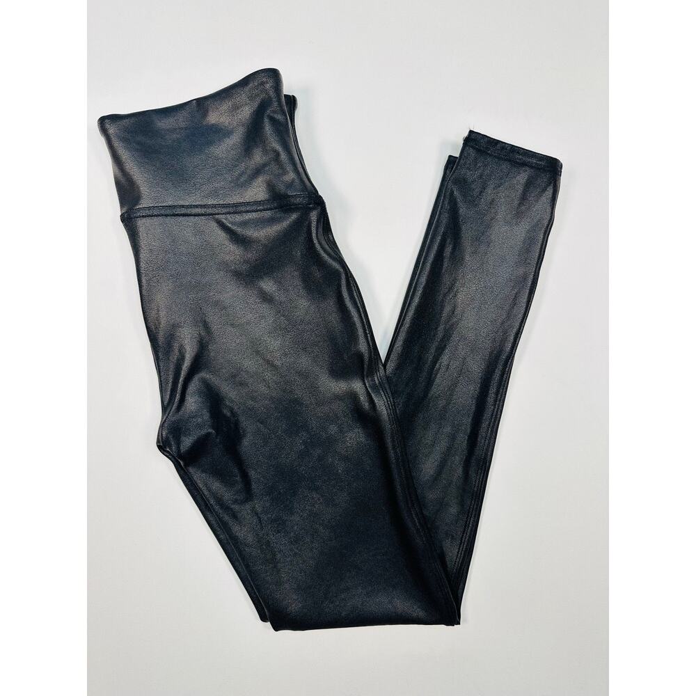 Spanx Faux Black Leather Leggings Size Medium
